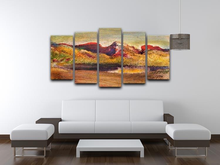 Lake and mountains by Degas 5 Split Panel Canvas - Canvas Art Rocks - 3