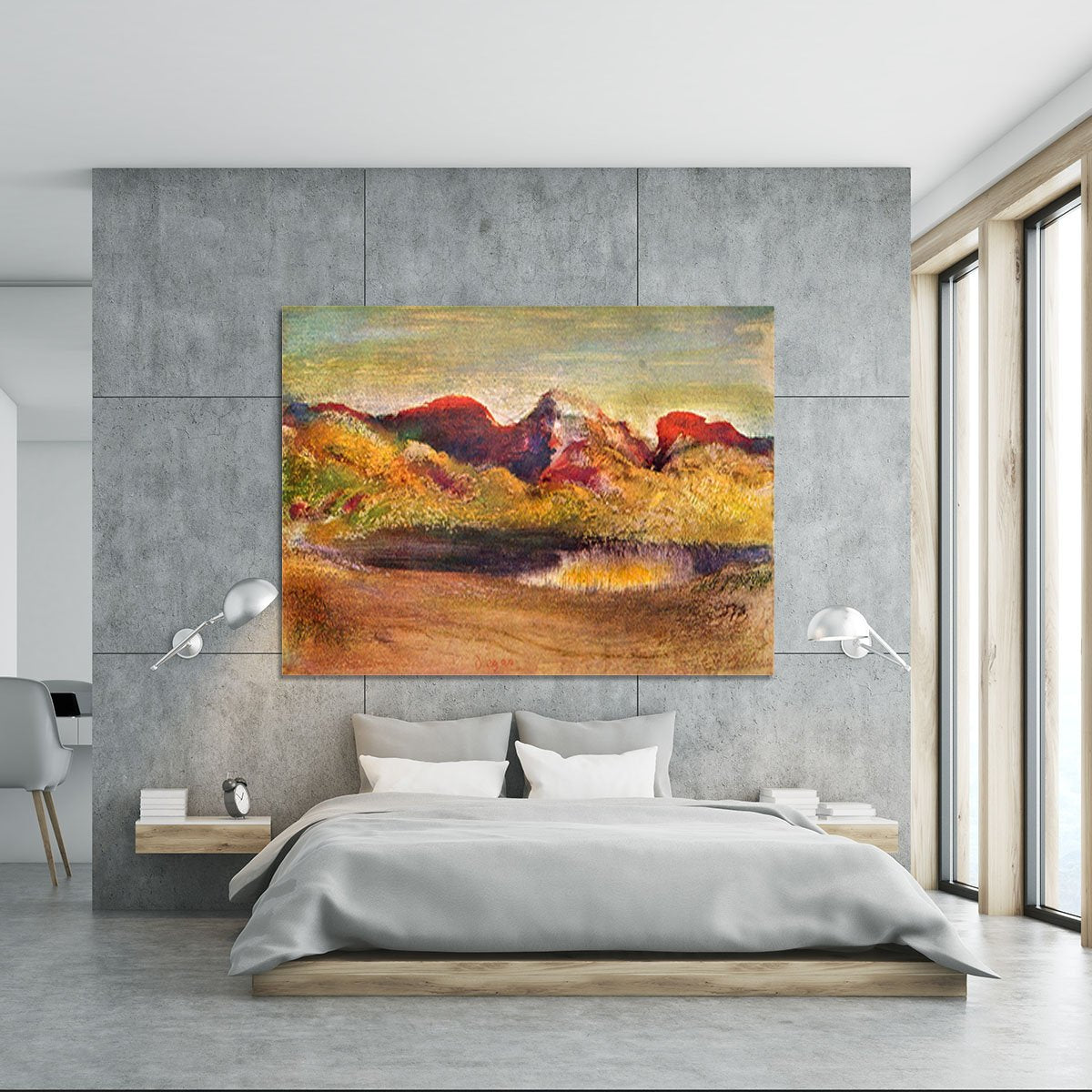 Lake and mountains by Degas Canvas Print or Poster
