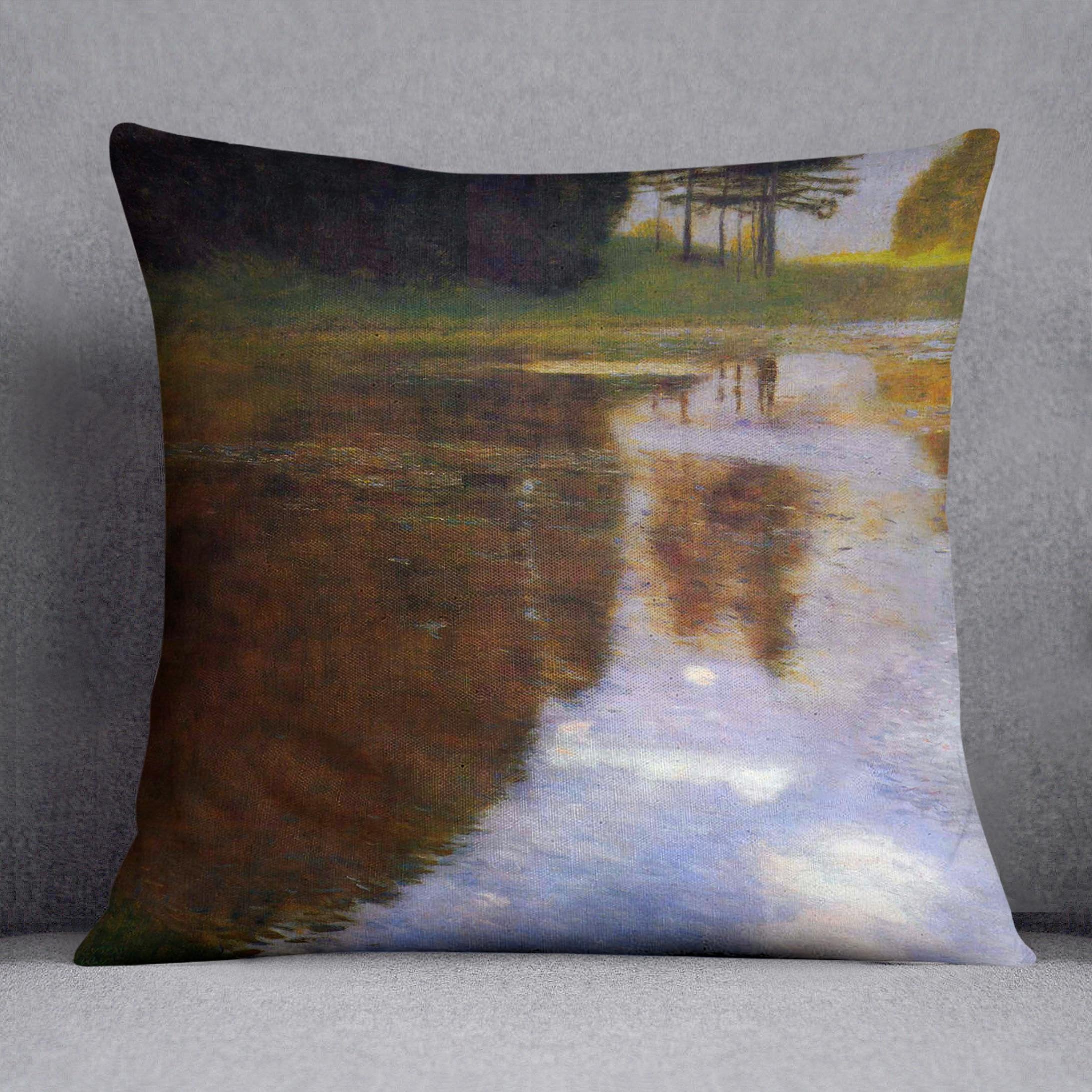 Lake in front of the Castle by Klimt Throw Pillow