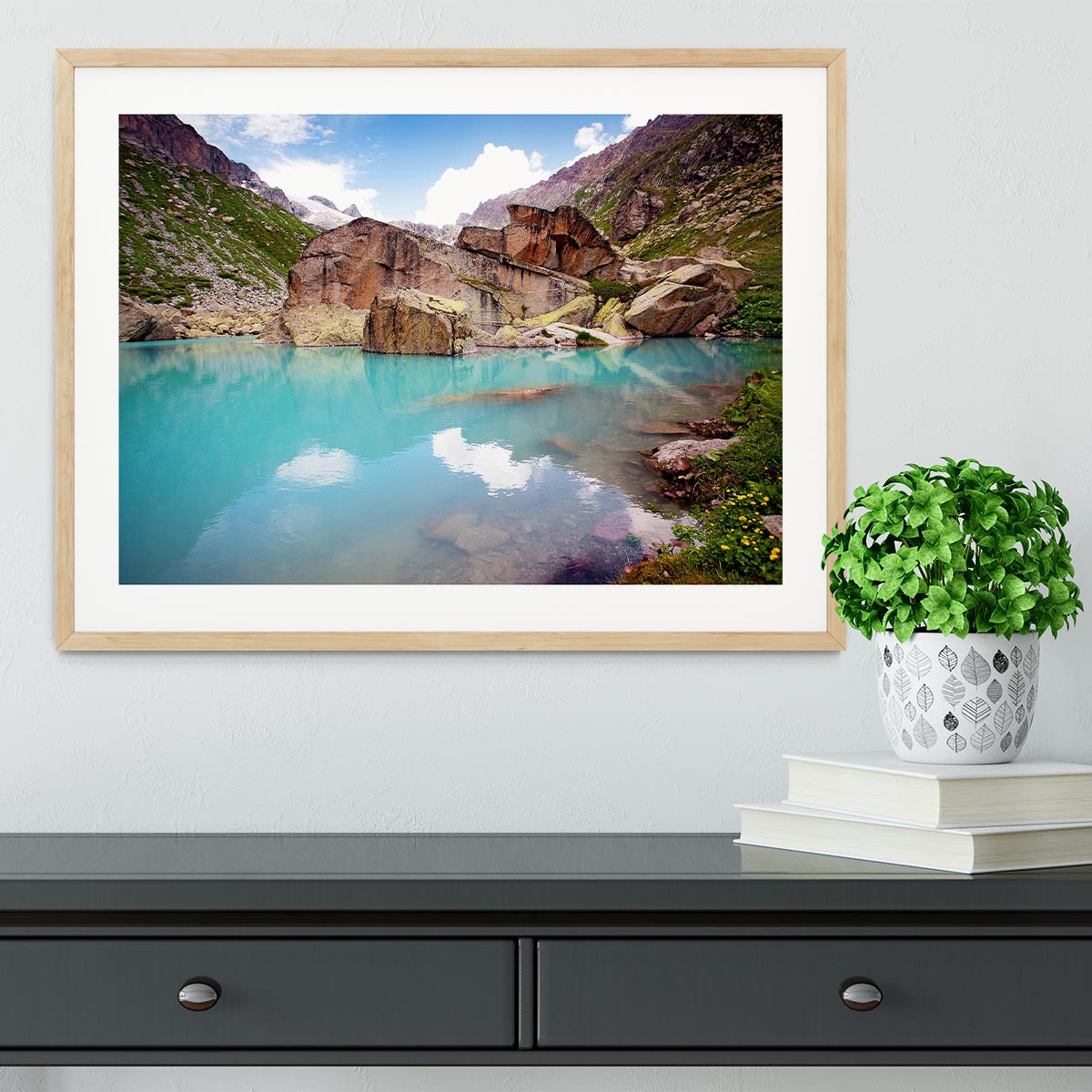 Lake mountains Framed Print - Canvas Art Rocks - 3