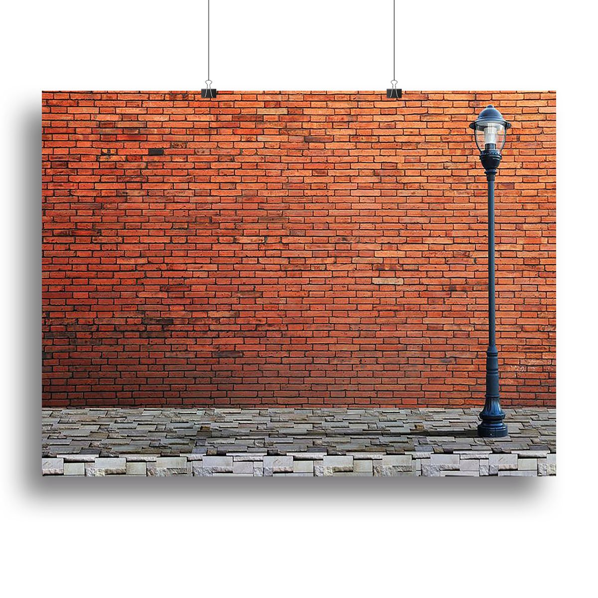 Lamp post street on brick Canvas Print or Poster