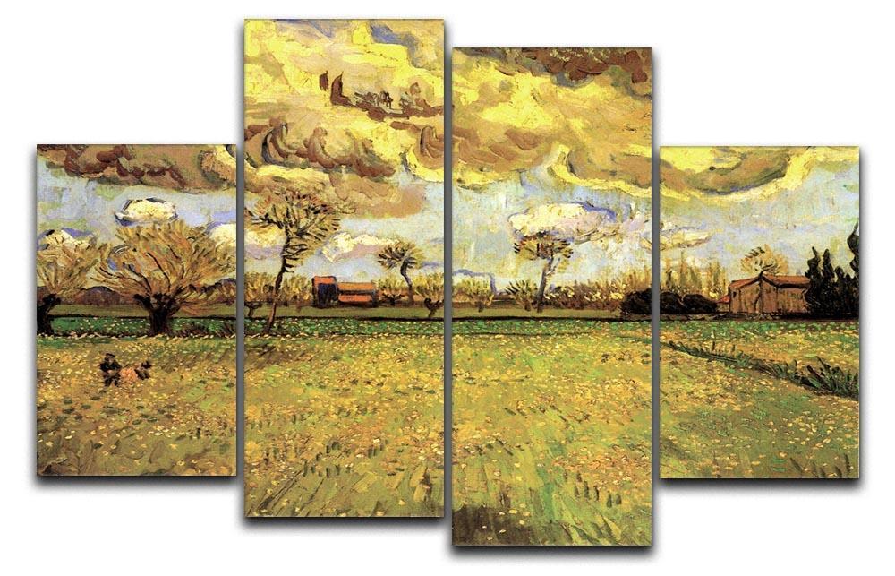 Landscape Under a Stormy Sky by Van Gogh 4 Split Panel Canvas  - Canvas Art Rocks - 1