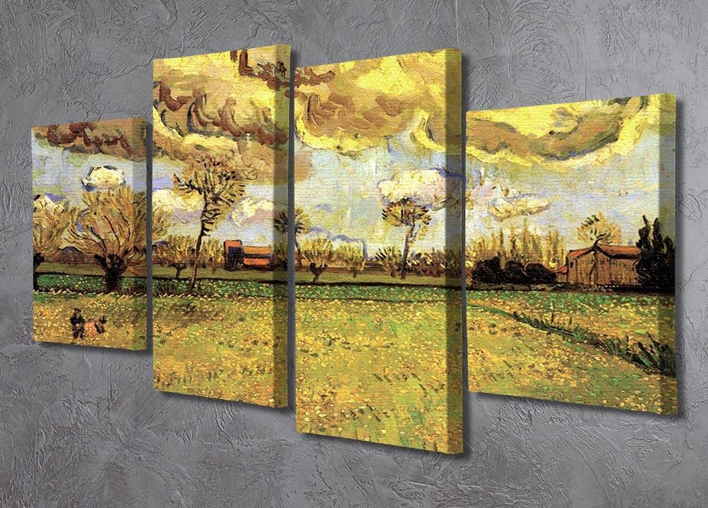 Landscape Under a Stormy Sky by Van Gogh 4 Split Panel Canvas - Canvas Art Rocks - 2