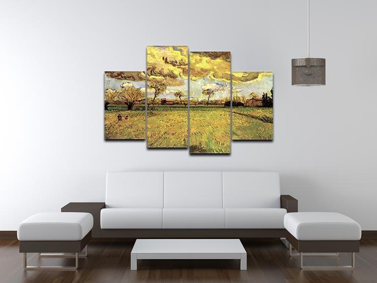 Landscape Under a Stormy Sky by Van Gogh 4 Split Panel Canvas - Canvas Art Rocks - 3