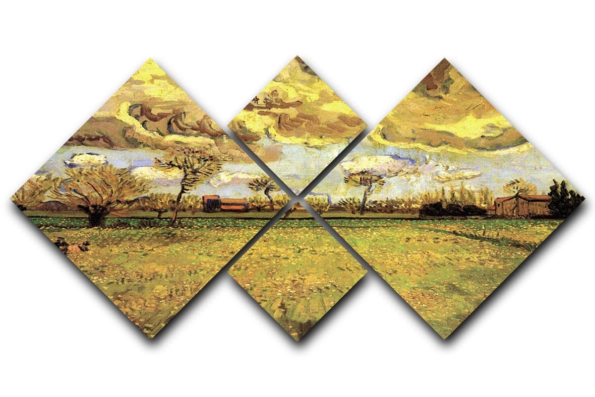 Landscape Under a Stormy Sky by Van Gogh 4 Square Multi Panel Canvas  - Canvas Art Rocks - 1