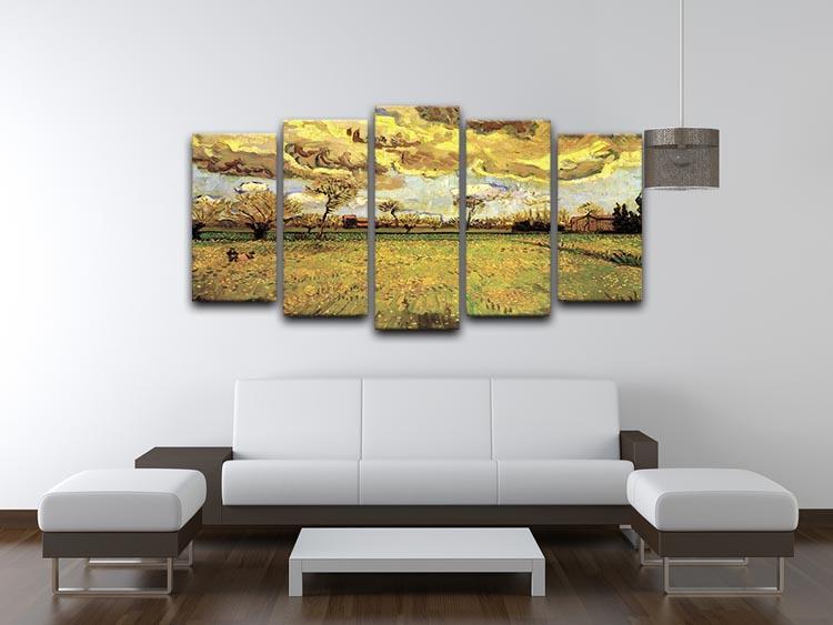 Landscape Under a Stormy Sky by Van Gogh 5 Split Panel Canvas - Canvas Art Rocks - 3