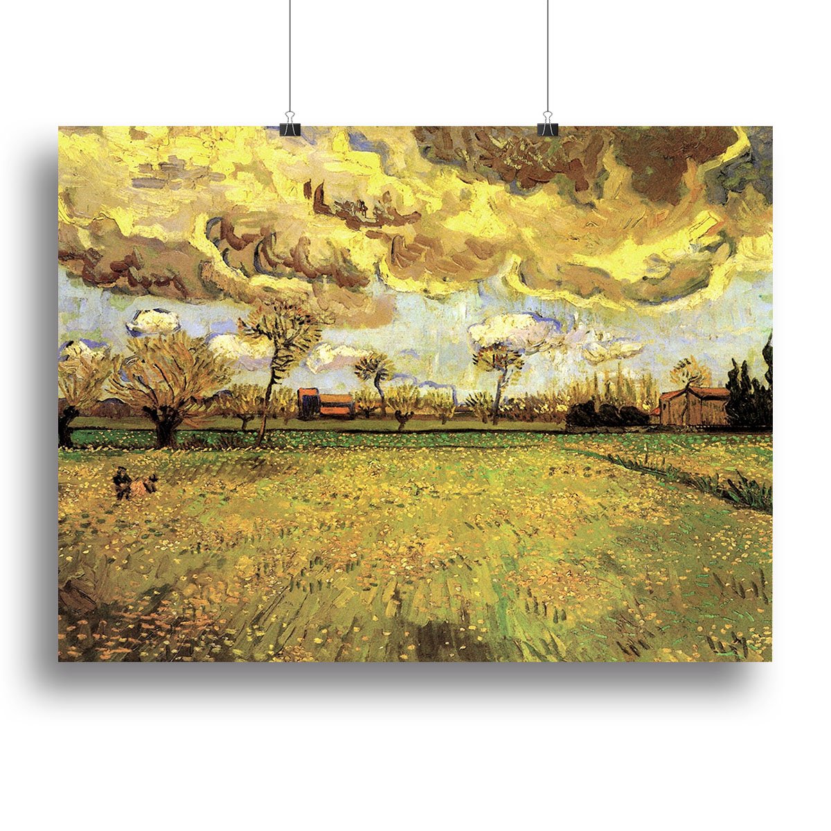 Landscape Under a Stormy Sky by Van Gogh Canvas Print or Poster
