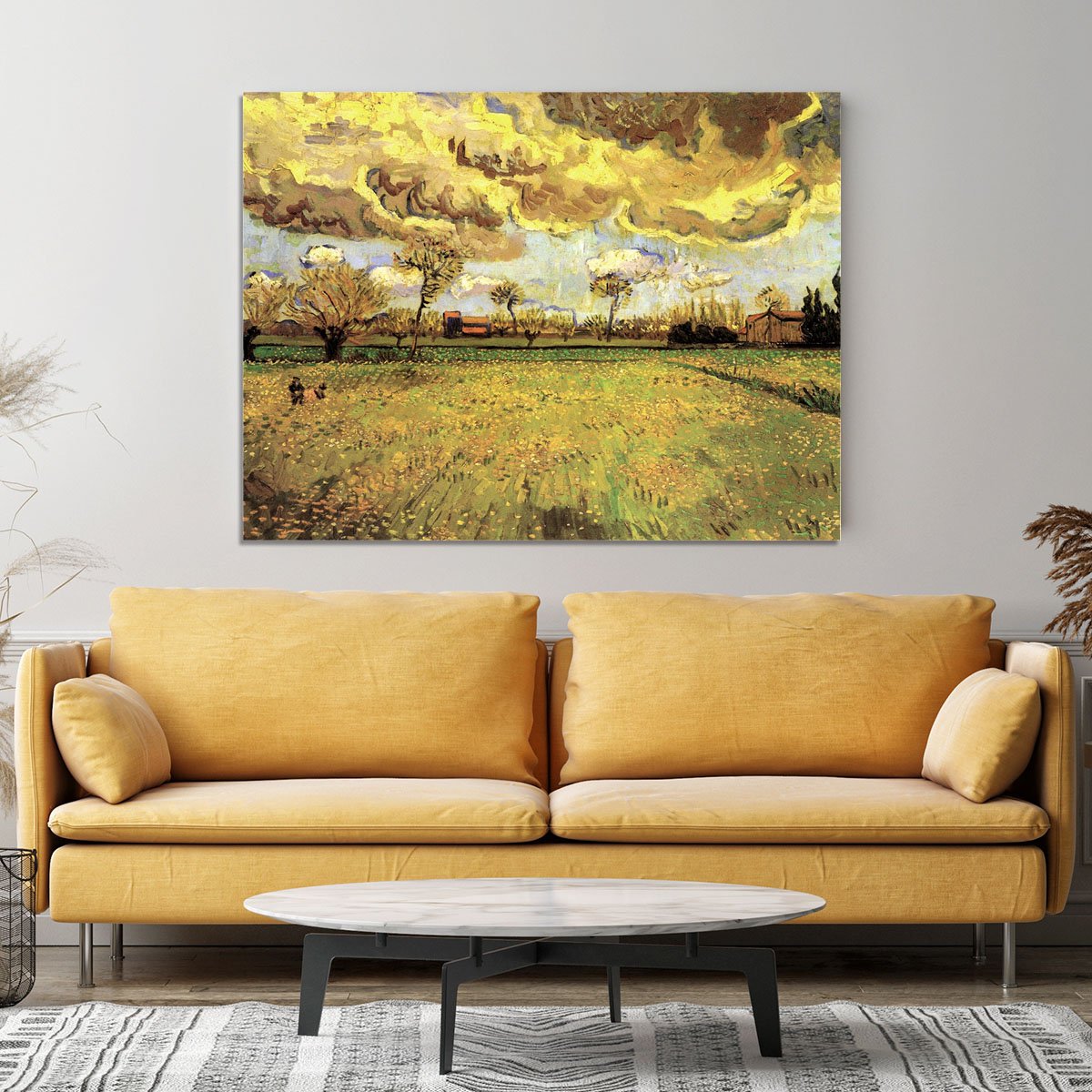 Landscape Under a Stormy Sky by Van Gogh Canvas Print or Poster