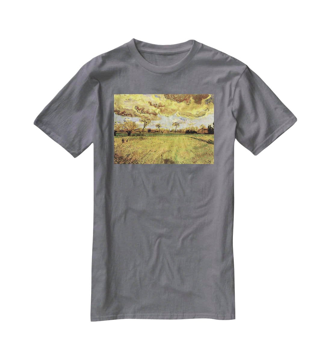 Landscape Under a Stormy Sky by Van Gogh T-Shirt - Canvas Art Rocks - 3