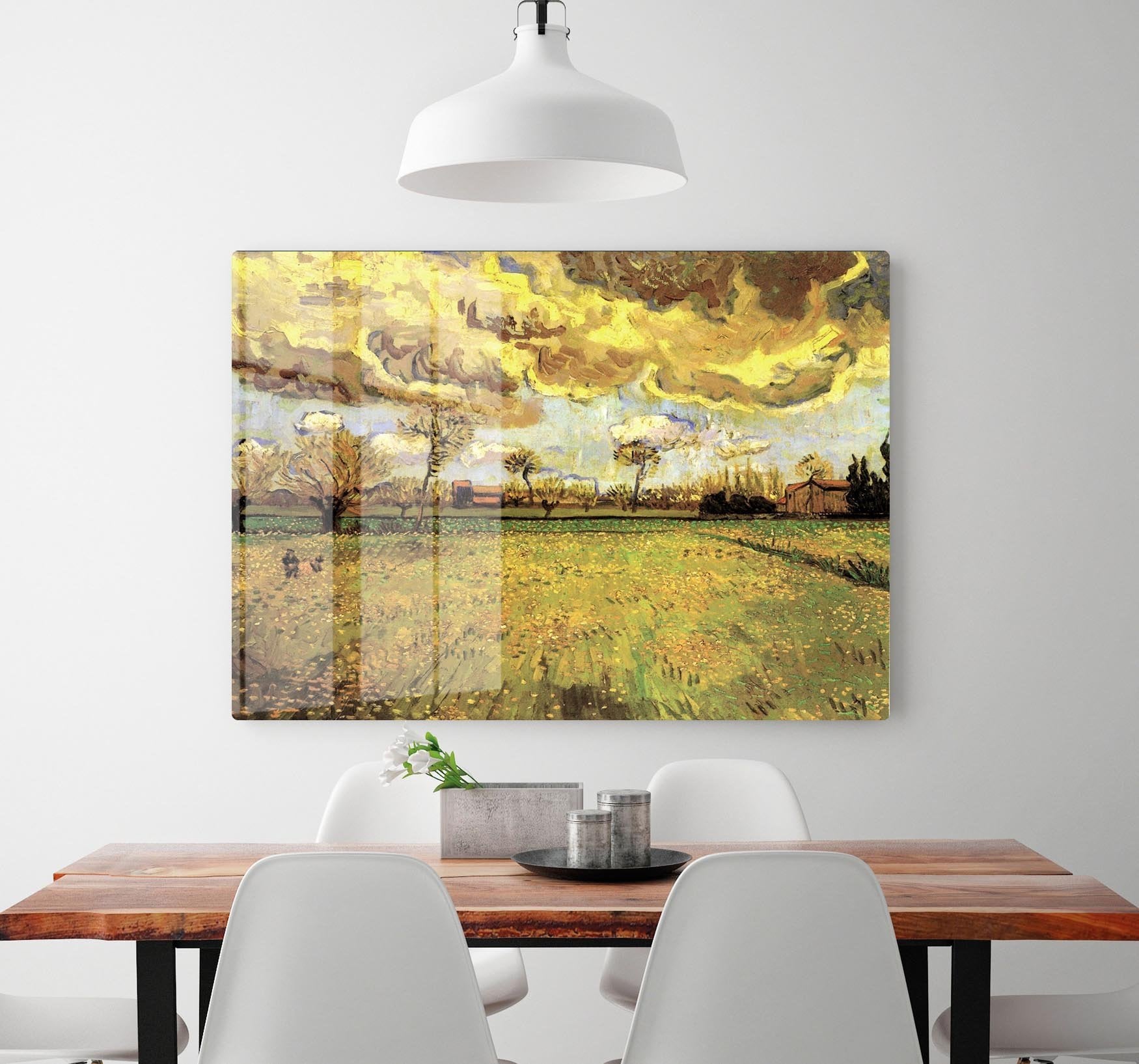 Landscape Under a Stormy Sky by Van Gogh HD Metal Print