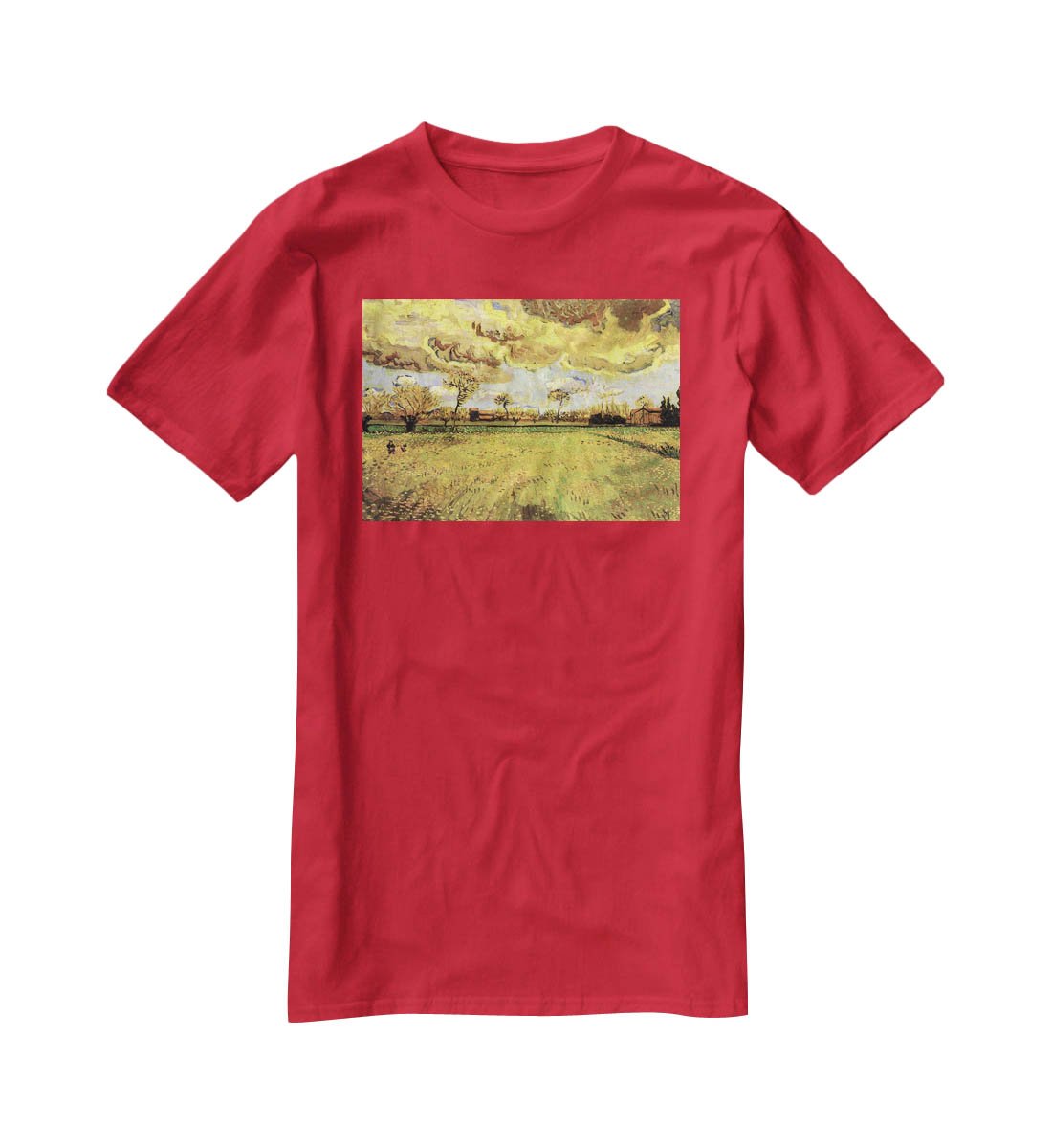 Landscape Under a Stormy Sky by Van Gogh T-Shirt - Canvas Art Rocks - 4