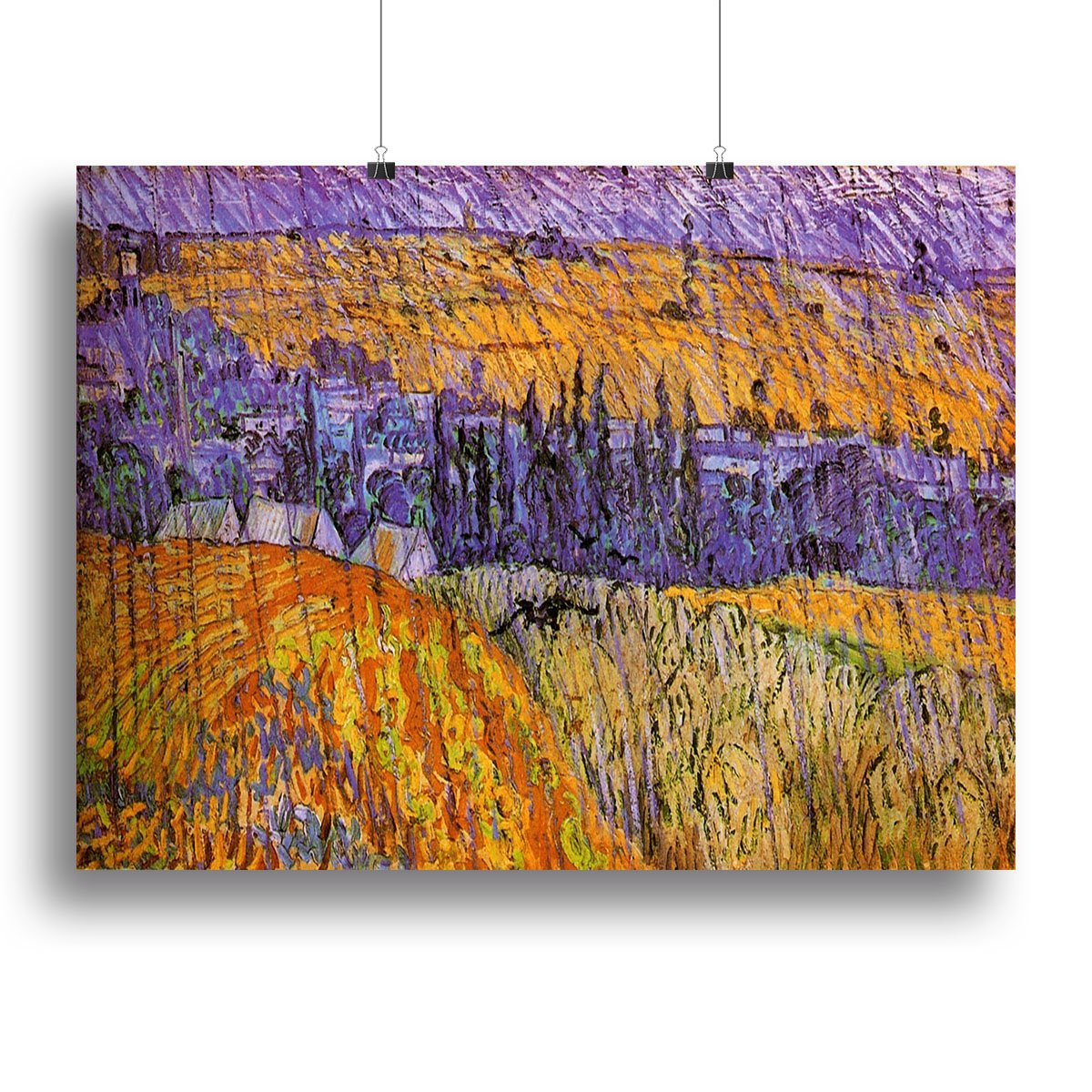 Landscape at Auvers in the Rain by Van Gogh Canvas Print or Poster