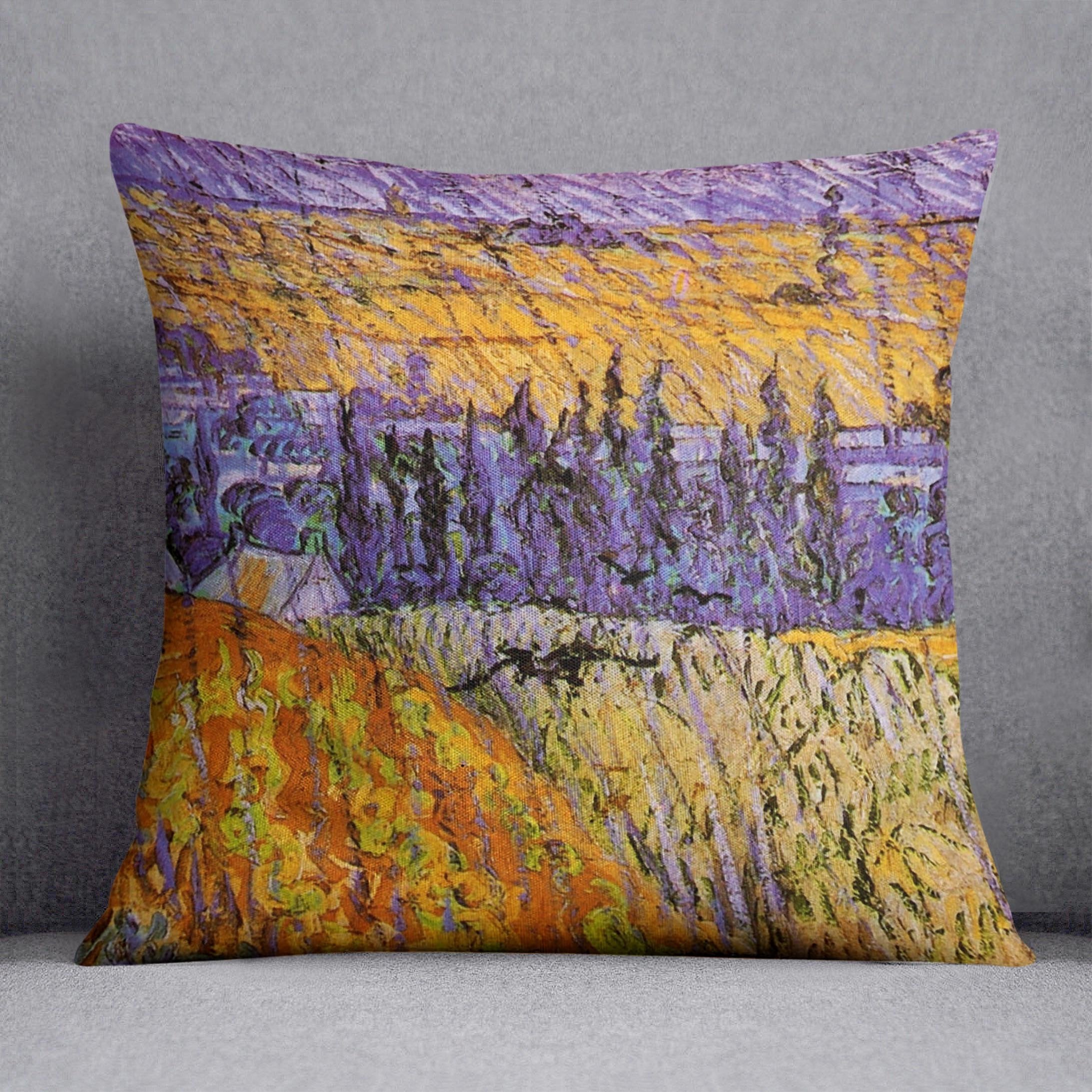 Landscape at Auvers in the Rain by Van Gogh Throw Pillow