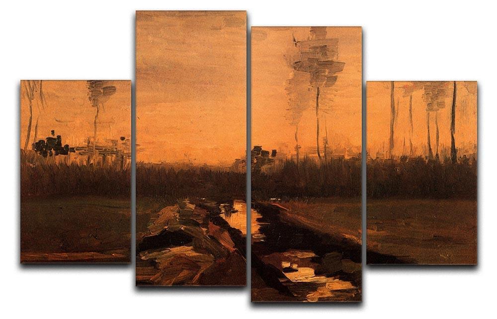 Landscape at Dusk by Van Gogh 4 Split Panel Canvas  - Canvas Art Rocks - 1