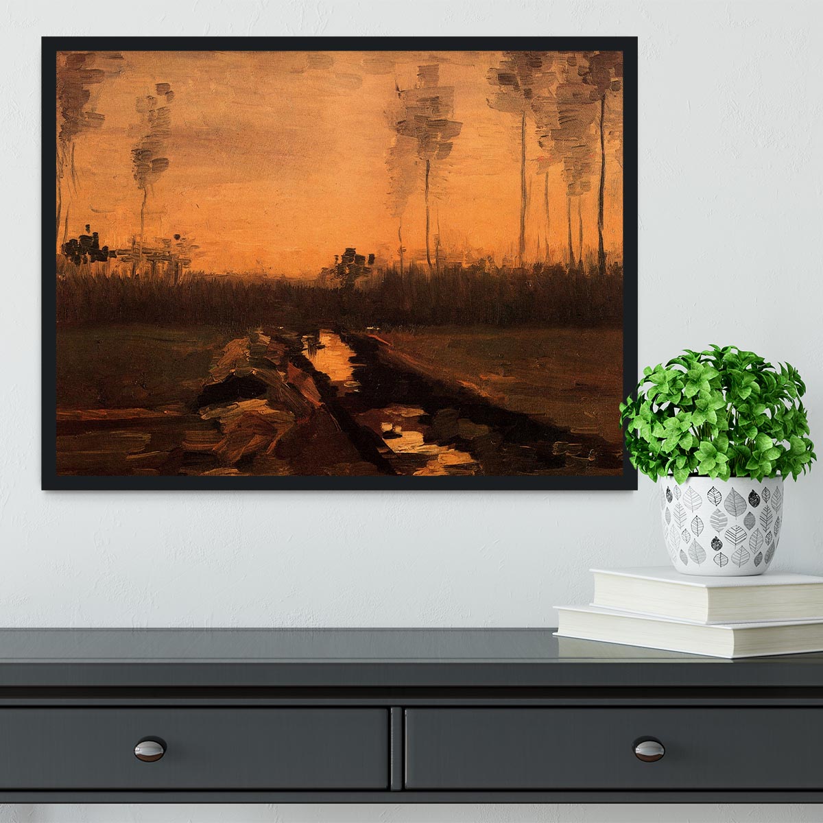 Landscape at Dusk by Van Gogh Framed Print - Canvas Art Rocks - 2