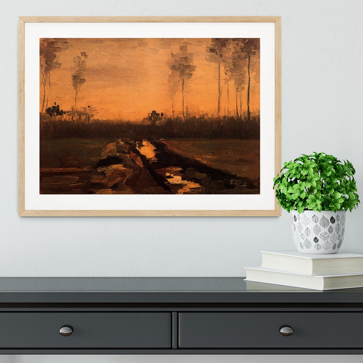 Landscape at Dusk by Van Gogh Framed Print - Canvas Art Rocks - 3