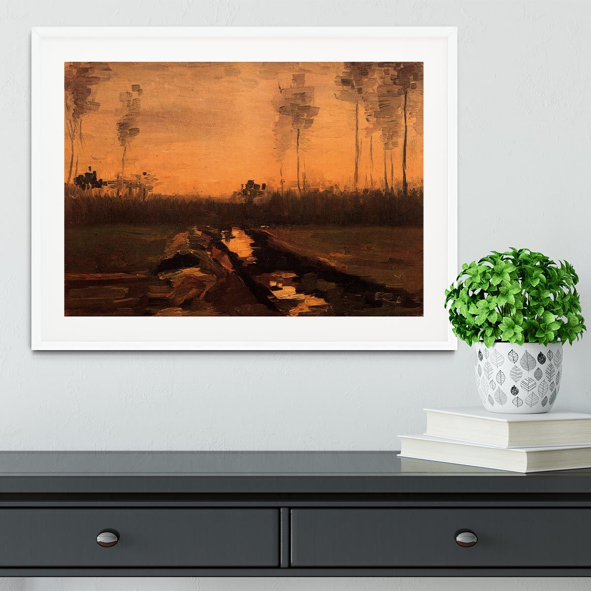 Landscape at Dusk by Van Gogh Framed Print - Canvas Art Rocks - 5