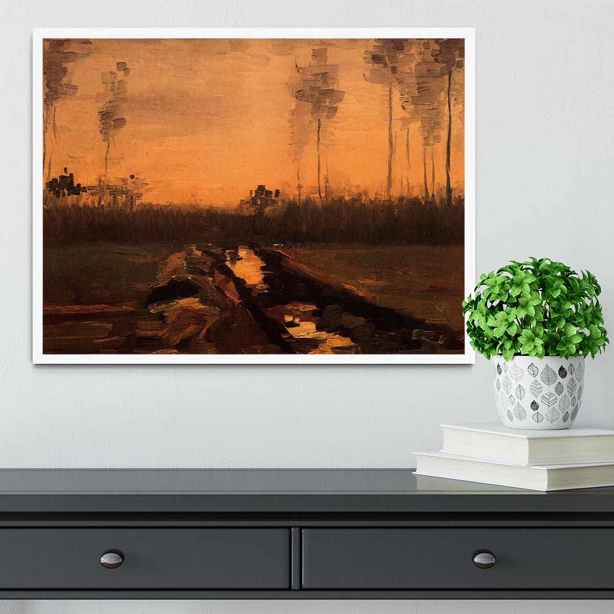 Landscape at Dusk by Van Gogh Framed Print - Canvas Art Rocks -6