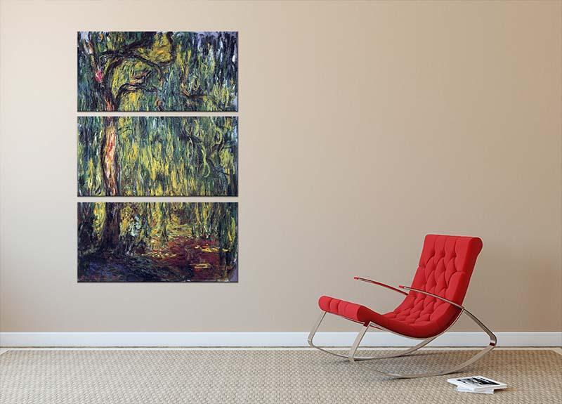 Landscape by Monet 3 Split Panel Canvas Print - Canvas Art Rocks - 2