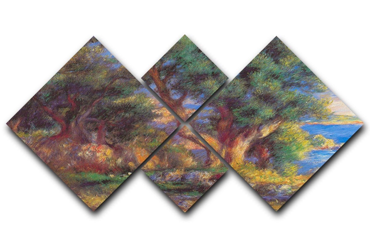 Landscape in Menton by Renoir 4 Square Multi Panel Canvas  - Canvas Art Rocks - 1