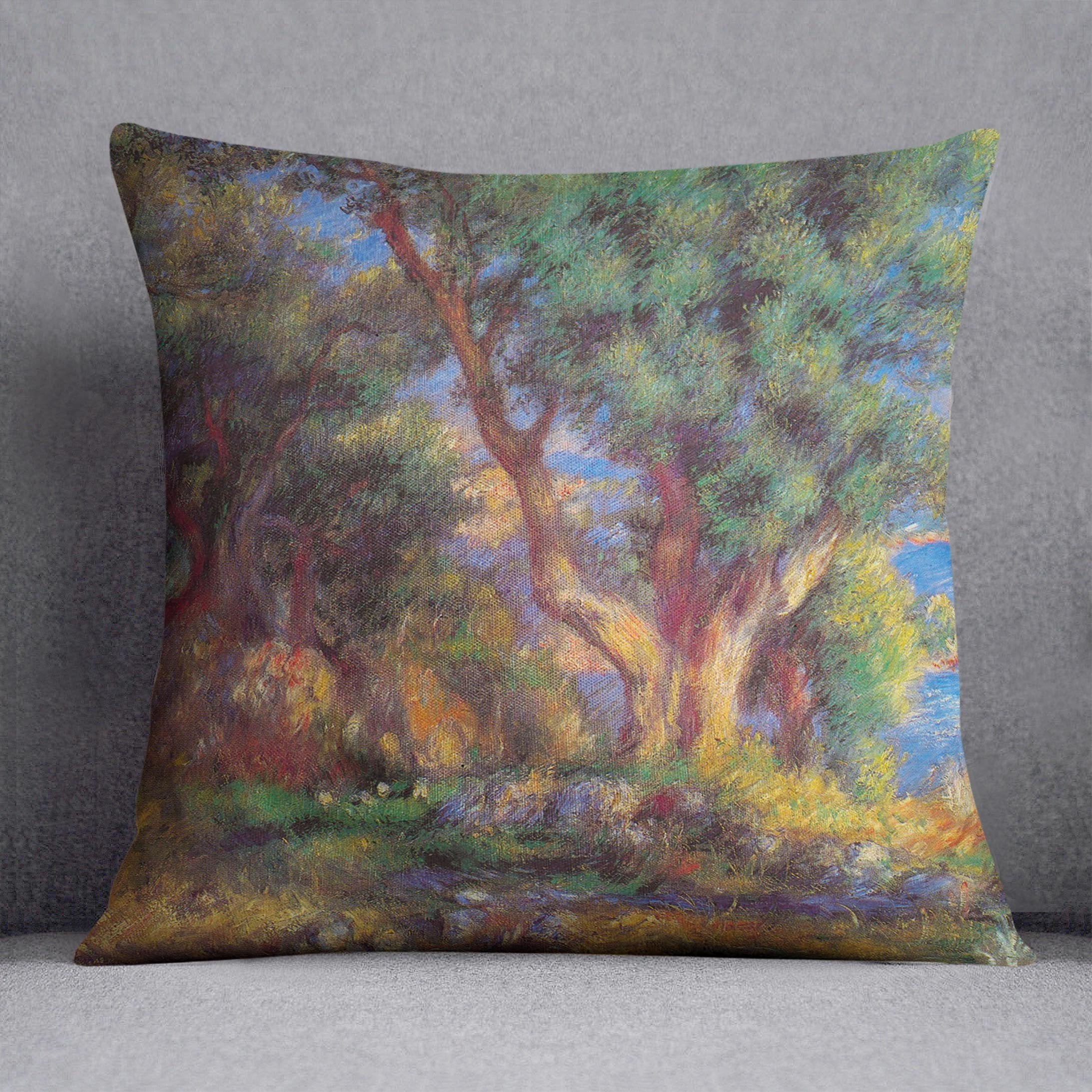 Landscape in Menton by Renoir Throw Pillow