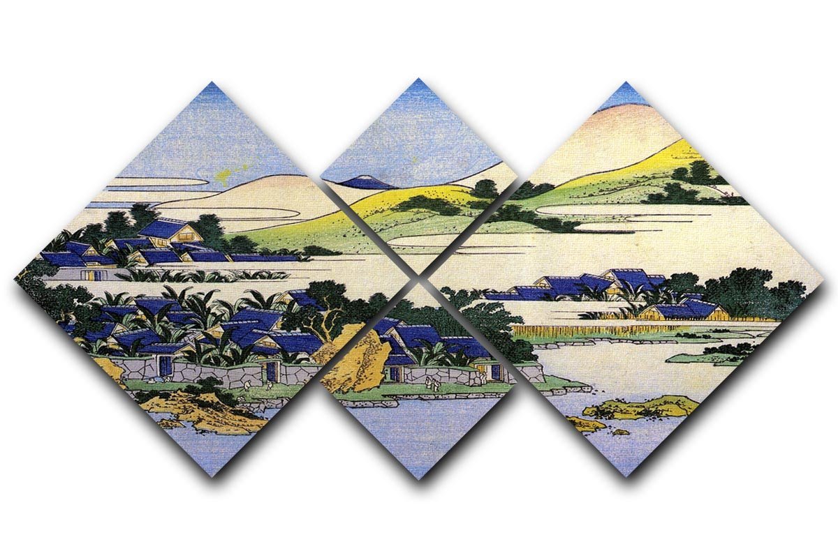 Landscape of Ryukyu by Hokusai 4 Square Multi Panel Canvas  - Canvas Art Rocks - 1