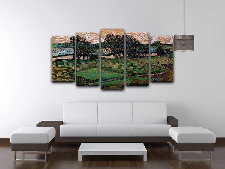 Landscape with Bridge across the Oise by Van Gogh 5 Split Panel Canvas - Canvas Art Rocks - 3