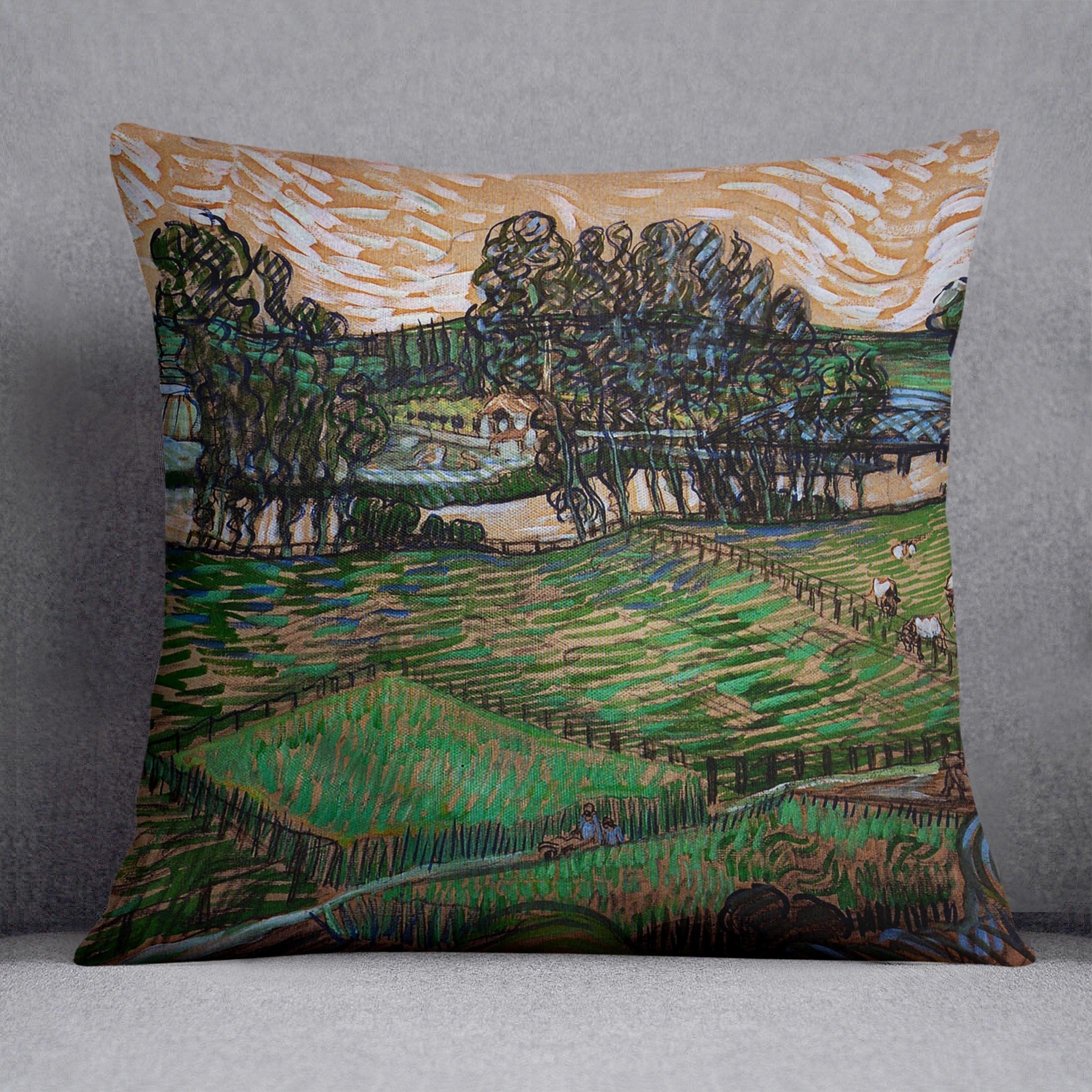 Landscape with Bridge across the Oise by Van Gogh Throw Pillow