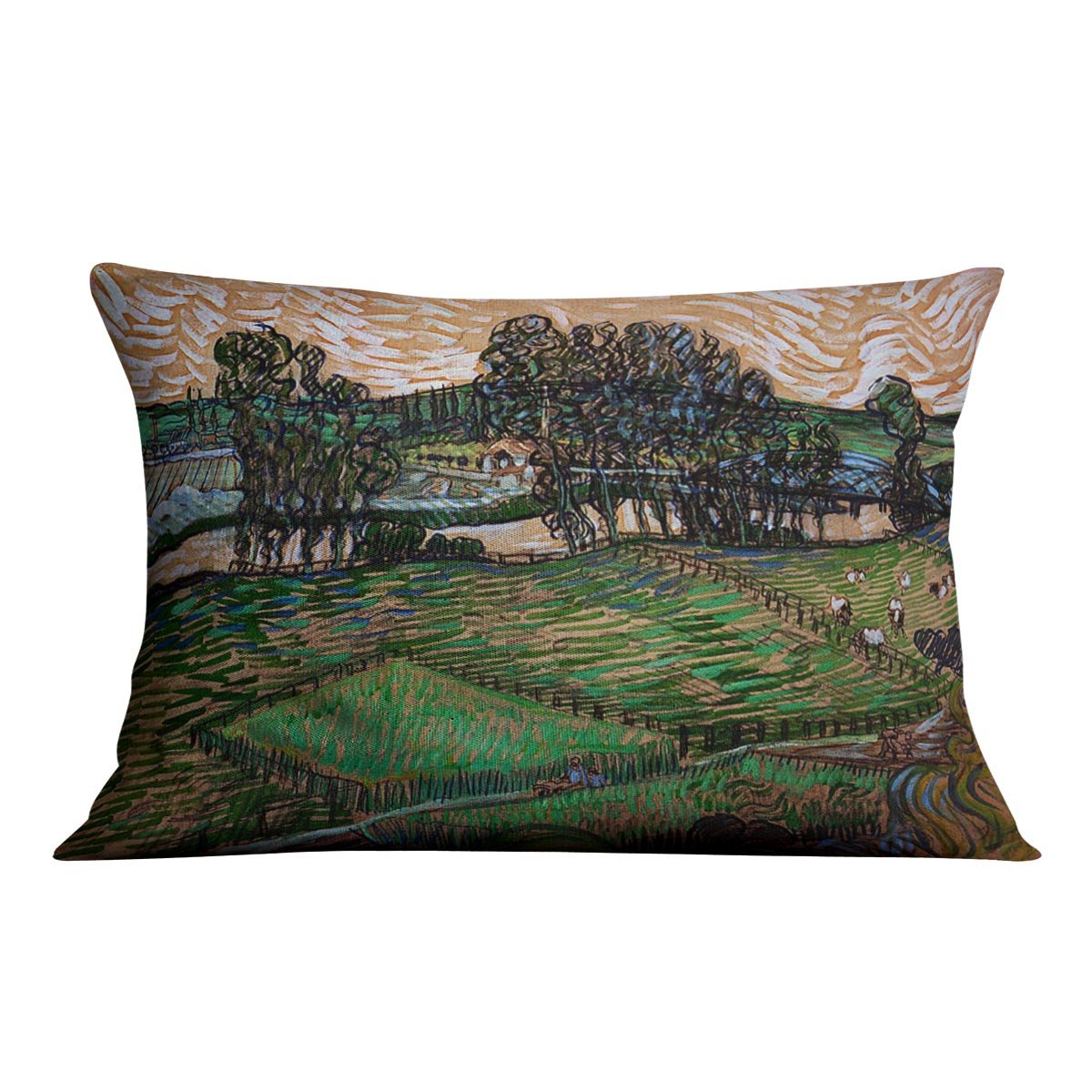 Landscape with Bridge across the Oise by Van Gogh Throw Pillow