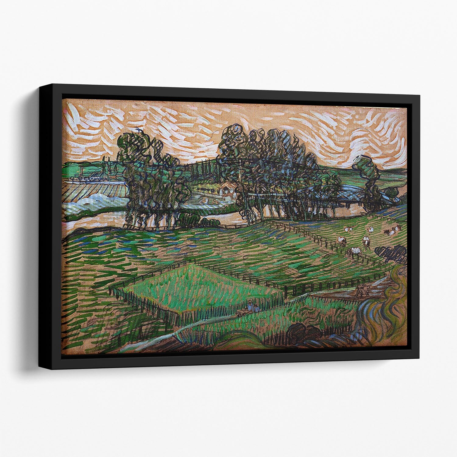 Landscape with Bridge across the Oise by Van Gogh Floating Framed Canvas