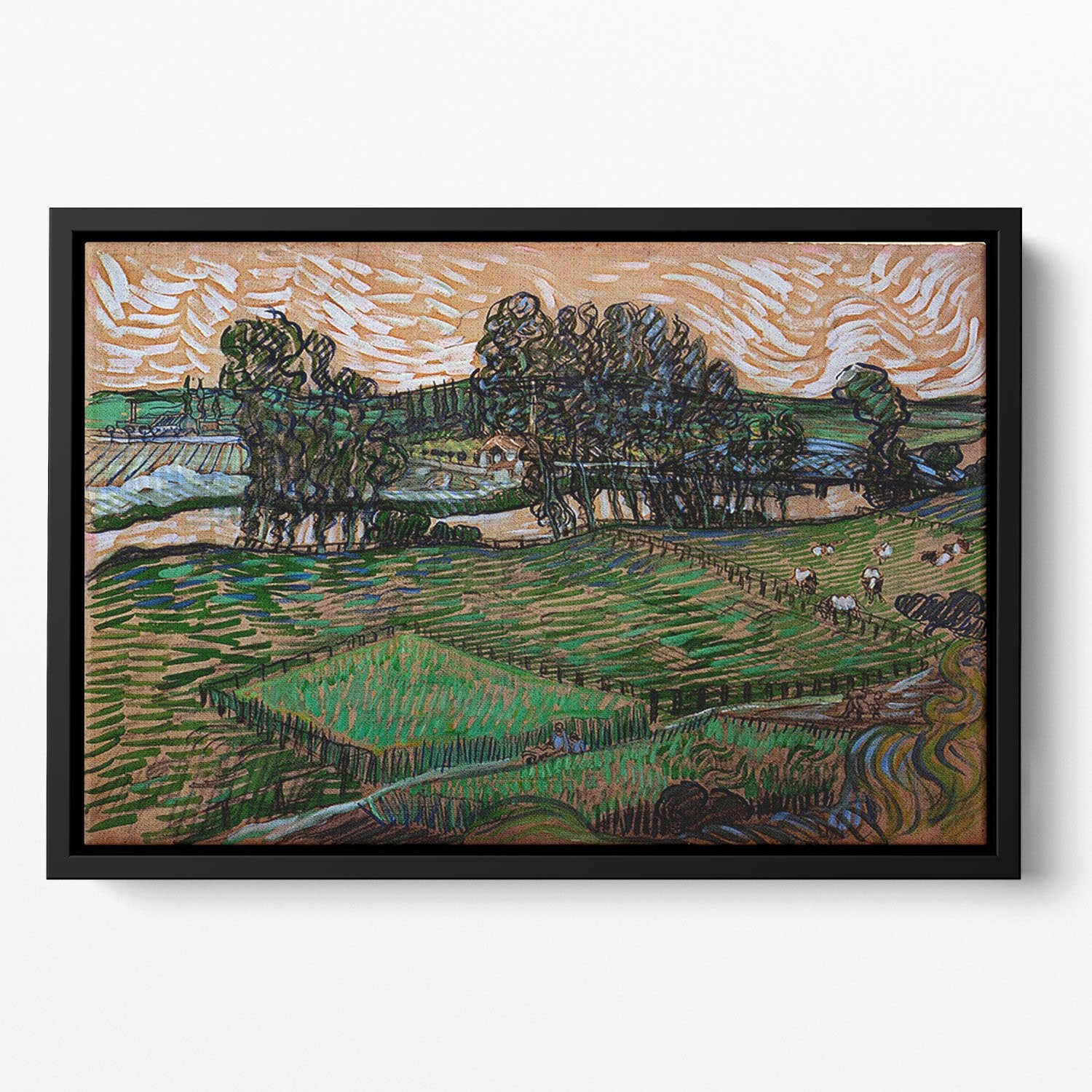 Landscape with Bridge across the Oise by Van Gogh Floating Framed Canvas