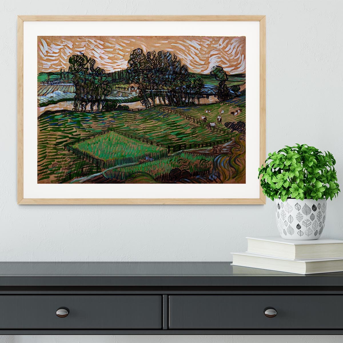 Landscape with Bridge across the Oise by Van Gogh Framed Print - Canvas Art Rocks - 3