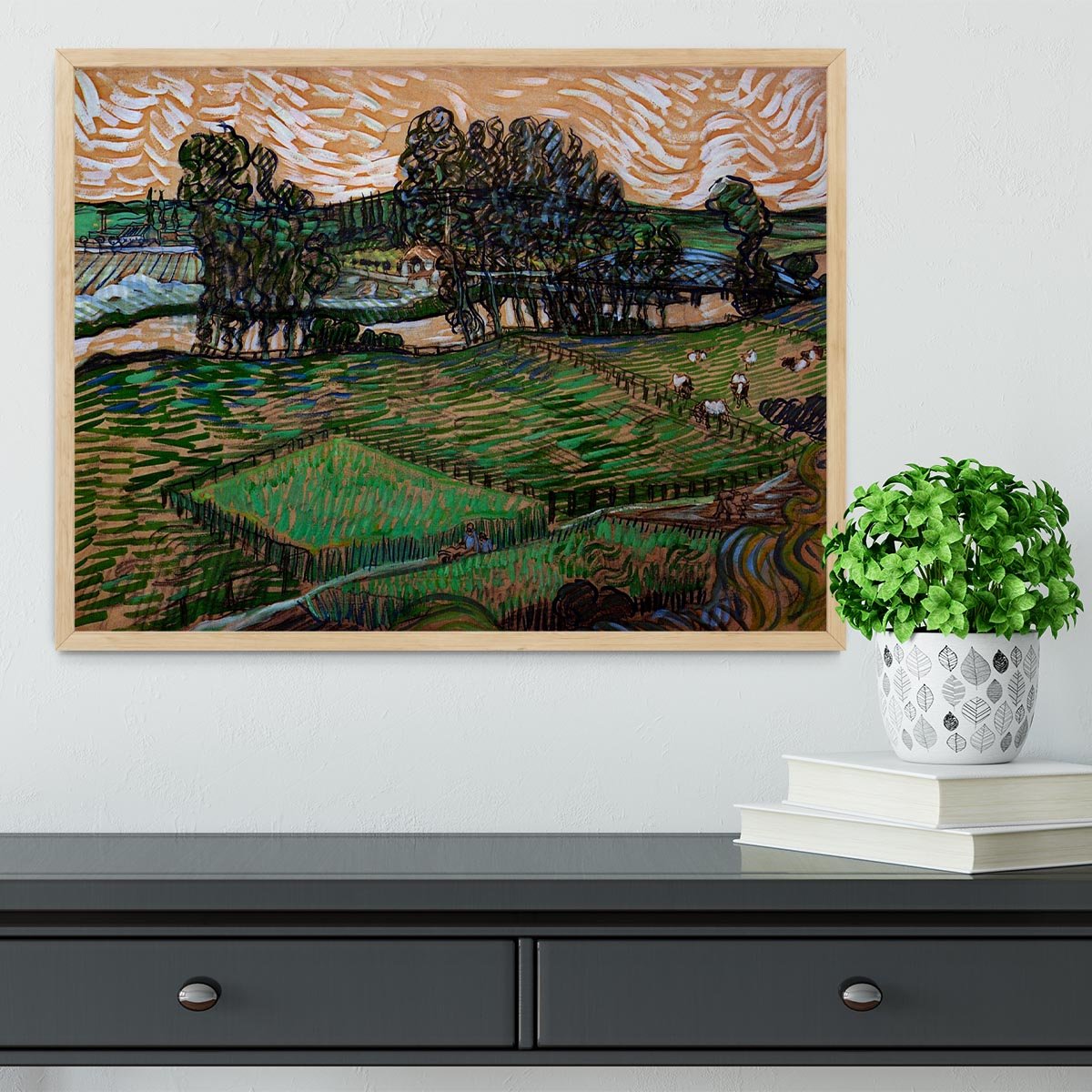 Landscape with Bridge across the Oise by Van Gogh Framed Print - Canvas Art Rocks - 4