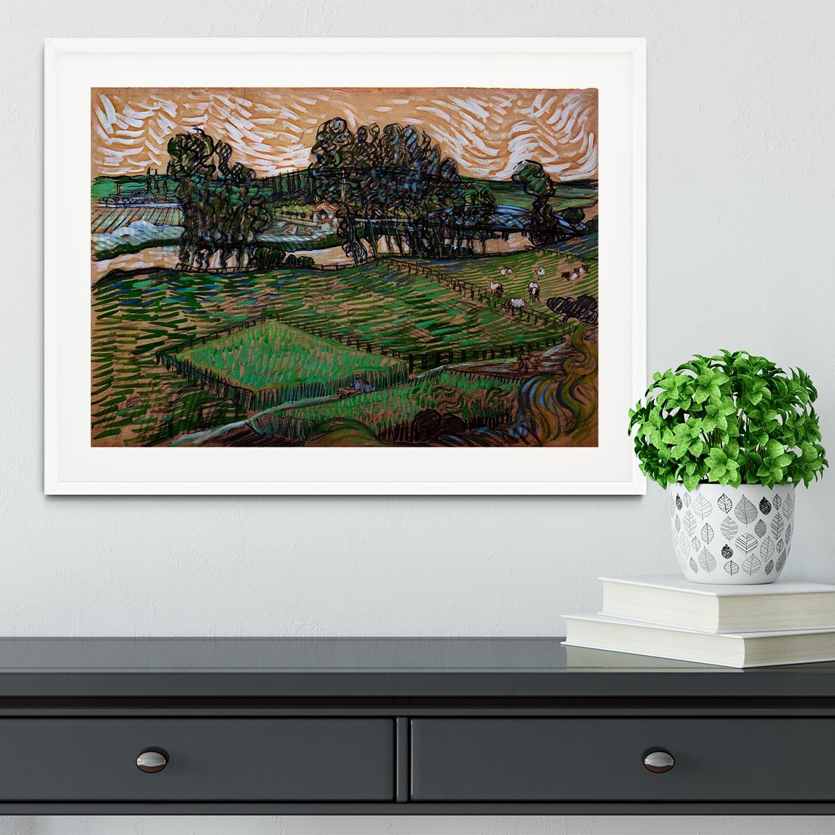 Landscape with Bridge across the Oise by Van Gogh Framed Print - Canvas Art Rocks - 5