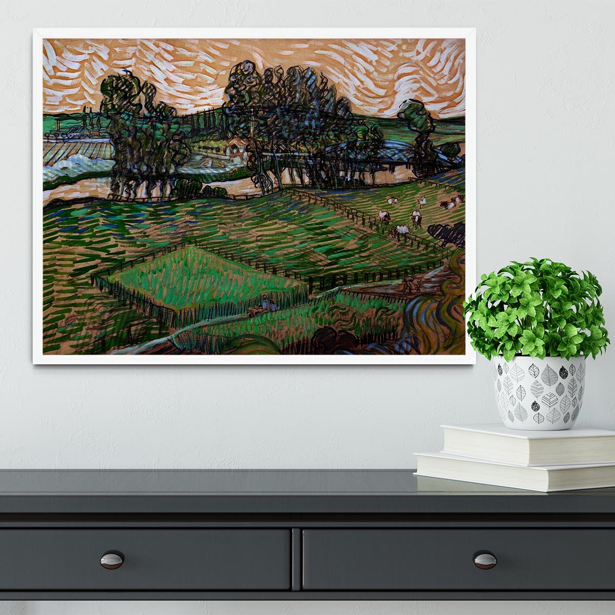 Landscape with Bridge across the Oise by Van Gogh Framed Print - Canvas Art Rocks -6