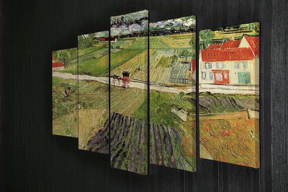 Landscape with Carriage and Train in the Background by Van Gogh 5 Split Panel Canvas - Canvas Art Rocks - 2