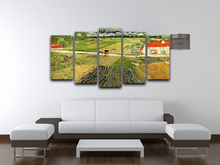 Landscape with Carriage and Train in the Background by Van Gogh 5 Split Panel Canvas - Canvas Art Rocks - 3