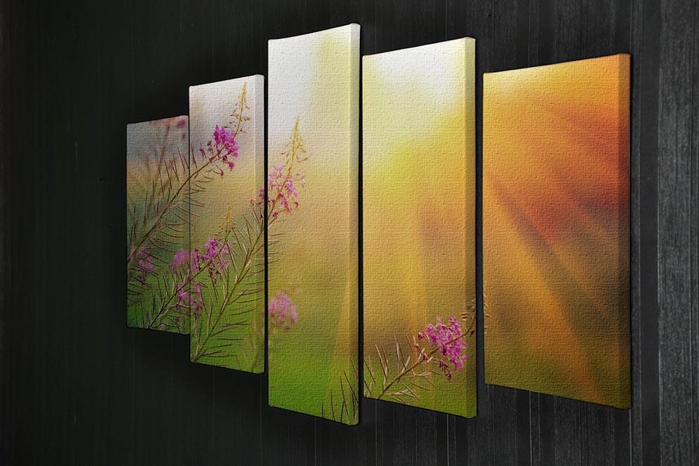 Landscape with Fireweed at sunny summer 5 Split Panel Canvas  - Canvas Art Rocks - 2