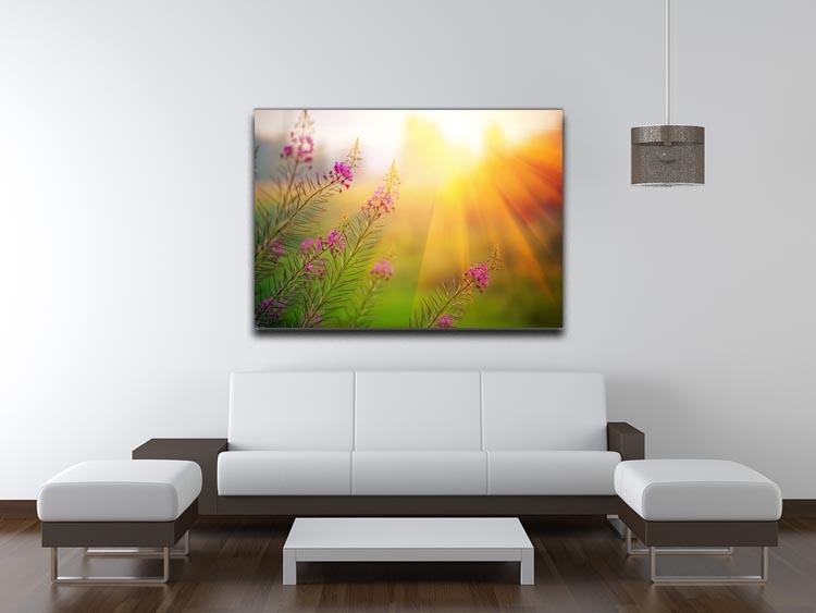 Landscape with Fireweed at sunny summer Canvas Print or Poster - Canvas Art Rocks - 4