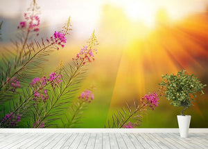 Landscape with Fireweed at sunny summer Wall Mural Wallpaper - Canvas Art Rocks - 4