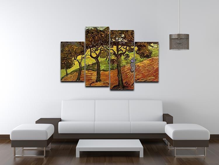 Landscape with Trees and Figures by Van Gogh 4 Split Panel Canvas - Canvas Art Rocks - 3