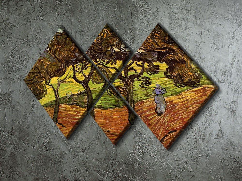 Landscape with Trees and Figures by Van Gogh 4 Square Multi Panel Canvas - Canvas Art Rocks - 2
