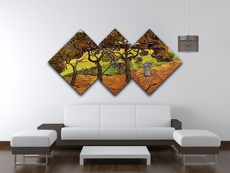Landscape with Trees and Figures by Van Gogh 4 Square Multi Panel Canvas - Canvas Art Rocks - 3