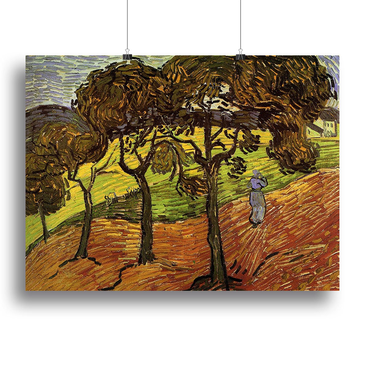 Landscape with Trees and Figures by Van Gogh Canvas Print or Poster