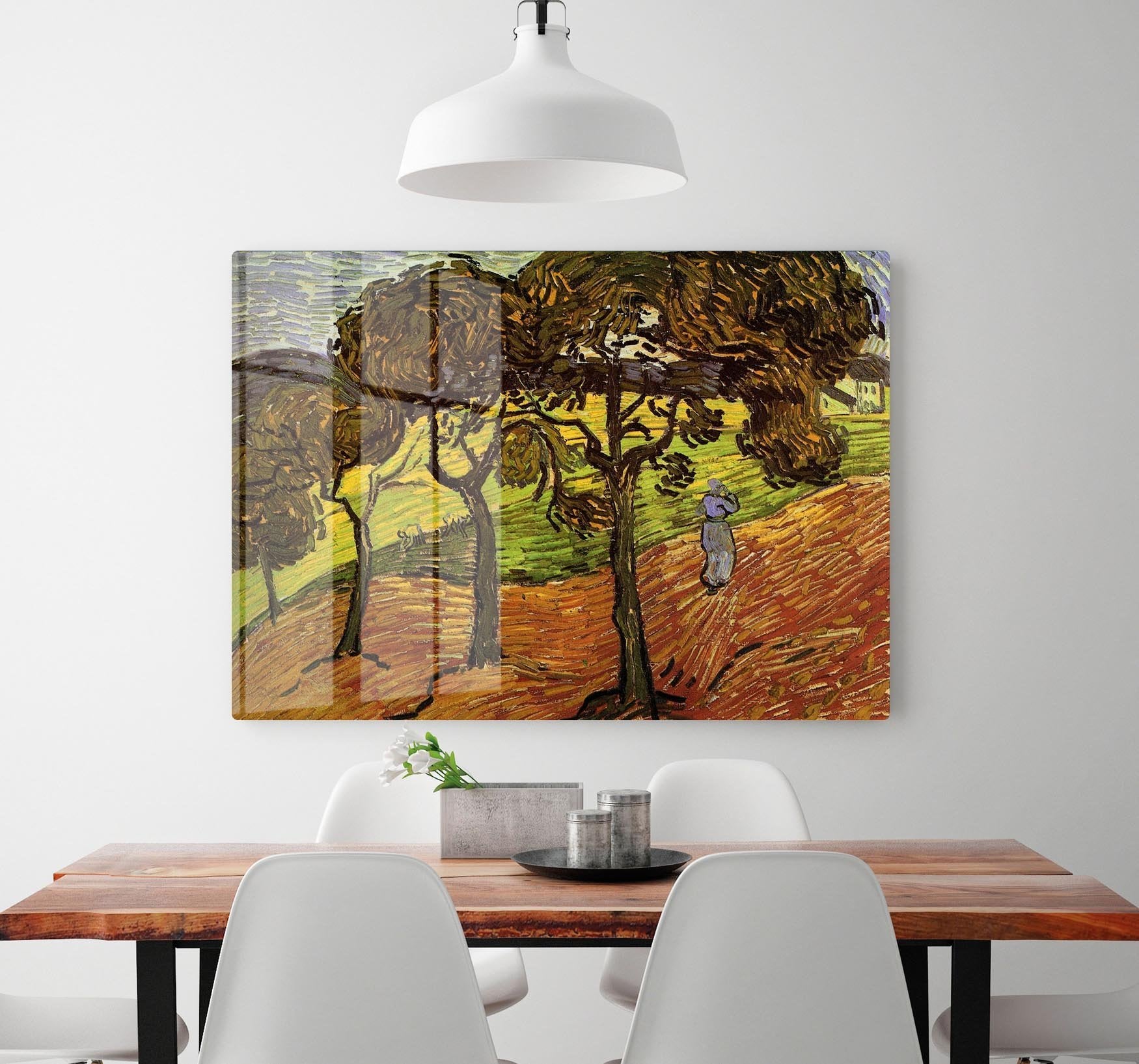 Landscape with Trees and Figures by Van Gogh HD Metal Print
