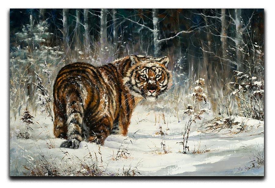 Landscape with a tiger in winter wood Canvas Print or Poster - Canvas Art Rocks - 1