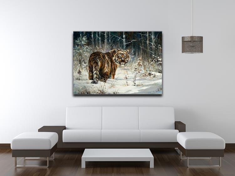 Landscape with a tiger in winter wood Canvas Print or Poster - Canvas Art Rocks - 4