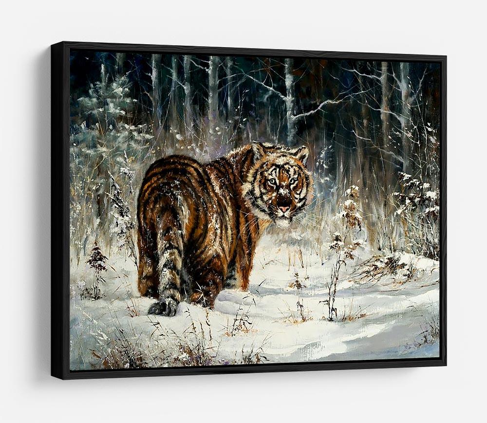Landscape with a tiger in winter wood HD Metal Print - Canvas Art Rocks - 6