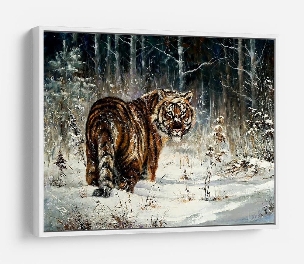 Landscape with a tiger in winter wood HD Metal Print - Canvas Art Rocks - 7