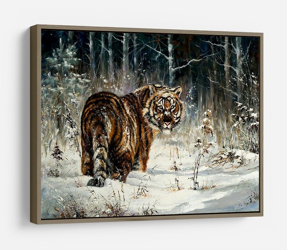 Landscape with a tiger in winter wood HD Metal Print - Canvas Art Rocks - 10